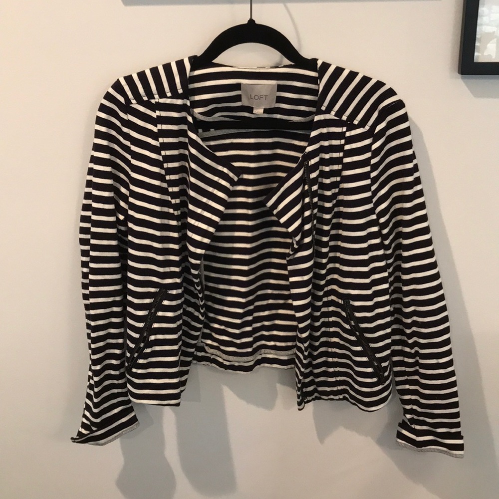 Loft navy and white moto jacket